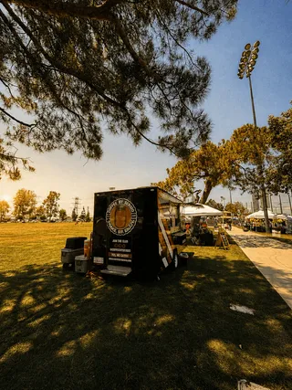 Sergio's coffee trailer parked at a morning popup